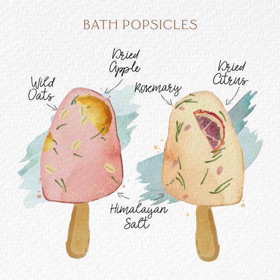 Botanical Bath Clay Pops with Dried Fruit and Epsom Salt